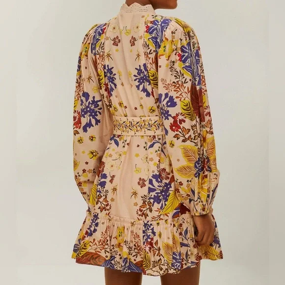 FARM Rio Pink Beauty Puff Sleeve Mini Dress Size Medium NWT - Picture 2 of 5